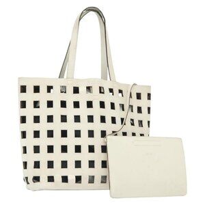 PRADA Tote Bag Leather White Auth